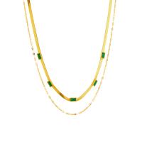 Collier de mode Multi couche, Acier titane, avec 1.97inch chaînes de rallonge, Placage, Double couche & pour femme & avec strass, plus de couleurs à choisir, Vendu par Environ 18.9 pouce, Environ 16.54 pouce brin