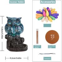 Porcelæn tilbagestrømning røgelse brænder, Owl, håndlavet, til hjemmet og kontoret & Bæredygtig & multifunktionelle, 92x79x138mm, Solgt af PC