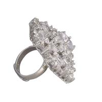 Strass Manschette Fingerring, mit Messing, Schneeflocke, silberfarben plattiert, Modeschmuck & für Frau, Größe:6-8, verkauft von PC