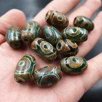 Naturlige tibetanske Agate Dzi Beads, Tibetansk agat, Drum, tre-eyed & du kan DIY, 13x22mm, Solgt af PC