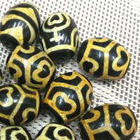 Naturlige tibetanske Agate Dzi Beads, Tibetansk agat, Drum, du kan DIY, 18*22mm, 2pc'er/Lot, Solgt af Lot