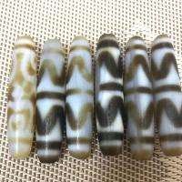 Naturliga tibetanska agat Dzi Pärlor, Trumma, tiger tänder & DIY, 12*58mm, 2PC/Lot, Säljs av Lot