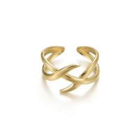 Bague acier titane, Plaqué d'or 14K, bijoux de mode & pour femme, doré, 18*11mm, 2PC/lot, Vendu par lot