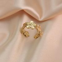 Bague acier titane, Plaqué d'or 14K, bijoux de mode & styles différents pour le choix & pour femme, doré, 18mm, 2PC/lot, Vendu par lot