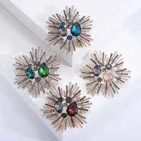 Zinc Alloy Brooches with Crystal Flower plated fashion jewelry & for woman & with rhinestone nickel lead & cadmium free Sold By PC