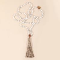 Fashion frynser halskæde, magnesit, med Knude ledning & Zinc Alloy, Tassel, guldfarve belagt, Vintage & mode smykker & Unisex, hvid, 6mm,80mm, Ca. 108pc'er/Strand, Solgt af Strand