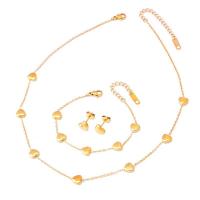 Schmucksets, Titanstahl, mit Verlängerungskettchen von 1.97inch,1.57inch, Herz, plattiert, Modeschmuck & verschiedene Stile für Wahl & für Frau, goldfarben, Länge ca. 15.75 ZollInch, ca. 6.3 ZollInch, verkauft von PC