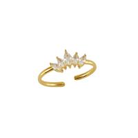 Anillo de dedo del acero inoxidable del Zirconia cúbico, acero inoxidable 304, 18K chapado en oro, Joyería & micro arcilla de zirconia cúbica & para mujer, dorado, Vendido por UD