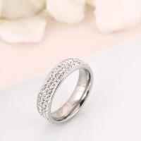 Rhinestone Stainless Steel Finger Ring 304 Stainless Steel Donut Galvanic plating fashion jewelry & Unisex & with rhinestone Inner mm Sold By PC