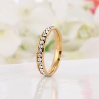 Rhinestone-Edelstahl -Finger-Ring, 304 Edelstahl, Kreisring, Galvanische Beschichtung, Modeschmuck & unisex & mit Strass, keine, Inner diameter:17-18mm, verkauft von PC