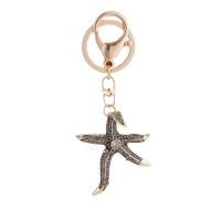 Zinc Alloy Key Lås, Starfish, guldfarve belagt, for kvinde & med rhinestone, 56x113mm, Solgt af PC