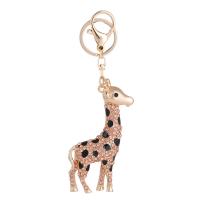 Zinklegering sleutelhanger haak, Zinc Alloy, Giraffe, plated, voor vrouw & met strass, meer kleuren voor de keuze, 76x138mm, Verkocht door PC