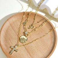 Zircônio cúbico Micro Pave colar de bronze, cobre, with 5cm extender chain, joias de moda & Vario tipos a sua escolha & micro pavimento em zircônia cúbica & para mulher, dourado, níquel, chumbo e cádmio livre, comprimento Aprox 50 cm, vendido por PC