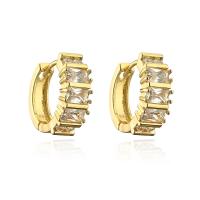 Cubic Zirconia Micro Pave Brass Earring real gold plated & micro pave cubic zirconia & for woman gold Sold By Pair