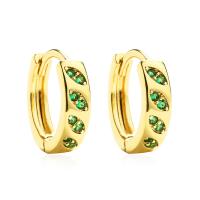 Cubic Zirconia Micro Pave Brass Earring real gold plated micro pave cubic zirconia & for woman Sold By Pair