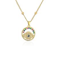 Evil Eye sieraden ketting, Messing, met 5CM extender keten, echt goud verguld, verschillende stijlen voor de keuze & micro pave zirconia & voor vrouw, goud, Lengte Ca 45 cm, Verkocht door PC