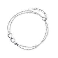 925 Sterling Sølv Armbånd, med 1.26inch extender kæde, Infinity, Dobbelt lag & Koreansk stil & for kvinde, sølv, Længde Ca. 6.7 inch, Solgt af PC