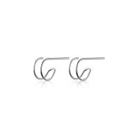 925 Sterling Zilver Stud Earring, Letter C, plated, Koreaanse stijl & voor vrouw & hol, meer kleuren voor de keuze, 10x9mm, Verkocht door pair