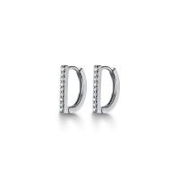 925 sterling zilver Hendel weer Earring, Letter D, plated, Koreaanse stijl & voor vrouw & met strass & hol, meer kleuren voor de keuze, 1x12mm, Verkocht door pair