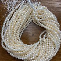 Prirodni slatkovodni biser labav nakit, Slatkovodni Pearl, Lagano okruglo, možete DIY, bijel, 5-6mm, Prodano Per Približno 37 cm Strand