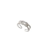 Kubieke Circonia Micro Pave Brass Ring, Messing, geplatineerd, mode sieraden & micro pave zirconia & voor vrouw, zilver, 17mm, Verkocht door PC