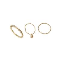 Conjunto de anel de bronze moda, cobre, banhado a ouro genuino, três peças & joias de moda & micro pavimento em zircônia cúbica & para mulher, dourado, vendido por Defina