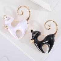 Zinc Alloy Brooches Cat gold color plated fashion jewelry & for woman & enamel nickel lead & cadmium free Sold By PC