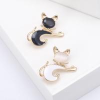 Zinklegering broches, Zinc Alloy, met Cats Eye, Kat, gold plated, mode sieraden & voor vrouw & glazuur, meer kleuren voor de keuze, nikkel, lood en cadmium vrij, 28x26mm, Verkocht door PC