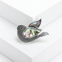 Zinc Alloy Brocher, med Abalone Shell, Dove, antik sølv farve forgyldt, Vintage & mode smykker & Unisex & med rhinestone, flerfarvede, nikkel, bly & cadmium fri, 42x27mm, Solgt af PC