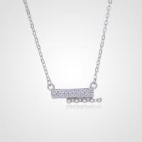 Circón cúbico micr3ofono pavimenta collar de plata esterlina, Plata de ley 925, con Perlas plásticas, con 1.97inch extender cadena, chapado, Joyería & micro arcilla de zirconia cúbica & para mujer, más colores para la opción, libre de níquel, plomo & cadmio, longitud aproximado 15.74 Inch, Vendido por UD