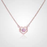 Zircon cubique Micro Pave collier en argent Sterling, Argent sterling 925, avec 1.57inch chaînes de rallonge, coeur, Plaqué de couleur d'or rose, bijoux de mode & pavé de micro zircon & pour femme, protéger l'environnement, sans nickel, plomb et cadmium, Longueur Environ 15.74 pouce, Vendu par PC