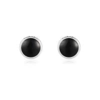 925 Sterling Silver Stud Earrings fashion jewelry & for man & enamel nickel lead & cadmium free 6mm Sold By Pair