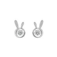 Pendientes de Micro Pavé de Zirconía Cúbica en Plata de Ley, Plata de ley 925, Conejo, Joyería & micro arcilla de zirconia cúbica & para mujer, libre de níquel, plomo & cadmio, 7x13mm, Vendido por Par