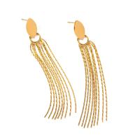 Fashion Fringe Boucles d'oreilles, Acier inoxydable 304, bijoux de mode & pour femme, doré, 8.20x80mm, Vendu par paire