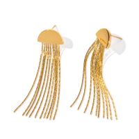 Fringe pendientes de la manera, acero inoxidable 304, Joyería & para mujer, dorado, 16x56mm, Vendido por Par