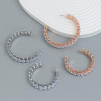 Pendientes de Perno de Aleación de Zinc, diverso tamaño para la opción & micro arcilla de zirconia cúbica & para mujer, más colores para la opción, libre de níquel, plomo & cadmio, 58*56mm,47*48mm, Vendido por Par