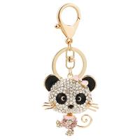 Zinklegering sleutelhanger haak, Zinc Alloy, Panda, gold plated, voor vrouw & met strass, meer kleuren voor de keuze, nikkel, lood en cadmium vrij, 48x117mm, Verkocht door PC