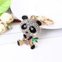 Zinklegering sleutelhanger haak, Zinc Alloy, Panda, gold plated, uniseks & met strass, meer kleuren voor de keuze, nikkel, lood en cadmium vrij, 80x128mm, Verkocht door PC