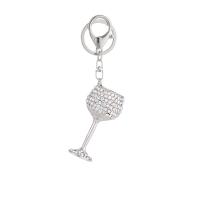 Zinc Alloy Key Lås, Cup, sølvfarvet forgyldt, for kvinde & med rhinestone, nikkel, bly & cadmium fri, 55x120mm, Solgt af PC