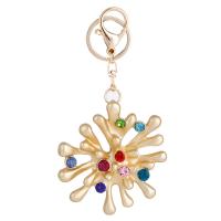 Zinc Alloy Key Lås, Flower, guldfarve belagt, for kvinde & med rhinestone, nikkel, bly & cadmium fri, 64x132mm, Solgt af PC