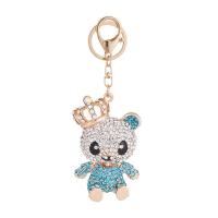 Zinklegering sleutelhanger haak, Zinc Alloy, Panda, gold plated, voor vrouw & met strass, meer kleuren voor de keuze, nikkel, lood en cadmium vrij, 60x125mm, Verkocht door PC