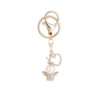 Zinc Alloy Key Clasp with Plastic Pearl gold color plated for woman & with rhinestone nickel lead & cadmium free Sold By PC