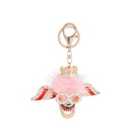 Zinc Alloy Key Clasp with Plush Skull gold color plated for woman & enamel & with rhinestone nickel lead & cadmium free Sold By PC