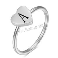 Anillo de dedo de Titantium Acero, Partículas de acero, Corazón, chapado en color de plata, Joyería & diferentes patrones para la opción & para mujer, 7mm, Vendido por UD