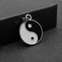 Zinc Alloy Pendants Round DIY & enamel black Approx Sold By Bag