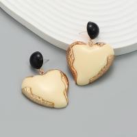 Zinklegering oorknoppen, Zinc Alloy, met Hars, Hart, plated, mode sieraden & voor vrouw, 38x54mm, Verkocht door pair