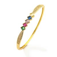 Brass Bracelet & Bangle real gold plated micro pave cubic zirconia & for woman Sold By PC