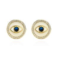 Male Orecchini Eye, ottone, placcato oro vero, stili diversi per la scelta & Micro spianare cubic zirconia & per la donna & smalto, nessuno, Venduto da PC