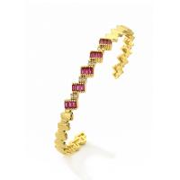 Bracciali ottone, placcato oro vero, Micro spianare cubic zirconia & per la donna, nessuno, Venduto da PC