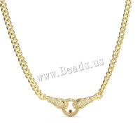 Kubieke Zirkoon Micro Pave Brass Ketting, Messing, met 5CM extender keten, Luipaard, echt goud verguld, micro pave zirconia & voor vrouw, goud, Lengte Ca 45 cm, Verkocht door PC